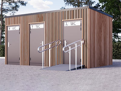 Туалетный модуль МЖ + МГН (Для подключения к воде и канализации)