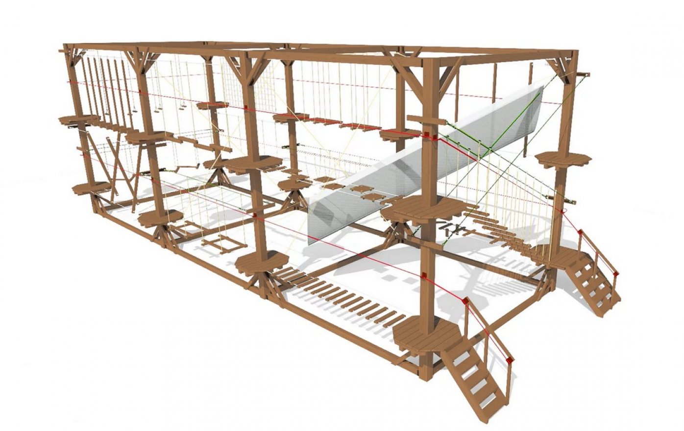 Быстровозводимый веревочный парк 16 этапов